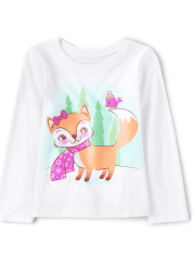 Baby And Toddler Girls Winter Fox Graphic Tee