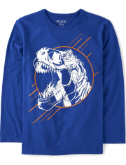 Camiseta con estampado de cabeza de dinosaurio para niños