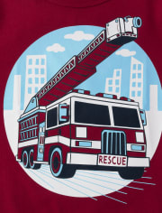 Baby And Toddler Boys Fire Truck Graphic Tee