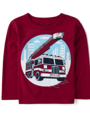 Baby And Toddler Boys Fire Truck Graphic Tee