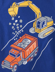 Camiseta con gráfico de vehículos de construcción para bebés y niños pequeños