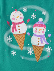 Camiseta con estampado de muñecos de nieve y helado para bebés y niñas pequeñas