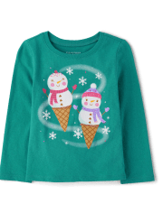Camiseta con estampado de muñecos de nieve y helado para bebés y niñas pequeñas