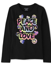 Girls Peace And Love Graphic Tee