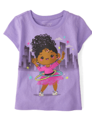 Camiseta con estampado de niña Hula Hoop para bebés y niñas pequeñas