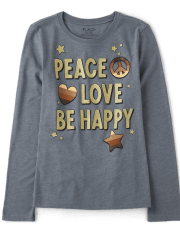 Camiseta con estampado de paz para niñas