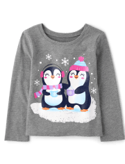 Baby And Toddler Girls Penguin Besties Graphic Tee
