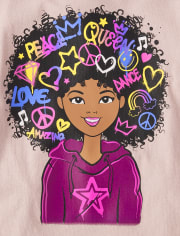 Filles T-shirt graphique Girl Power Doodles