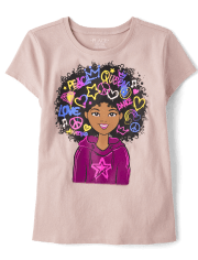 Filles T-shirt graphique Girl Power Doodles