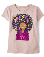 Girls Girl Power Doodles Graphic Tee