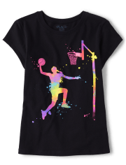 Camiseta con gráfico de baloncesto para niñas