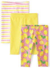 Toddler Girls Lemon Capri Leggings 3-Pack