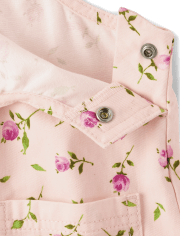 Conjunto de traje de 2 piezas con falda floral para niñas pequeñas