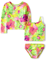 Toddler Girls Tropical 3-Piece Swimsuit