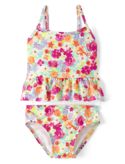 Baby And Toddler Girls Floral Ruffle Tankini Swimsuit