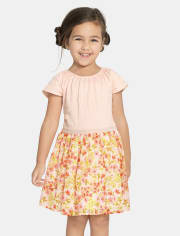 Vestido ajustado y acampanado con estampado floral de mamá y yo para bebés y niñas pequeñas