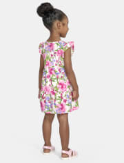Vestido diario escalonado floral para bebés y niñas pequeñas