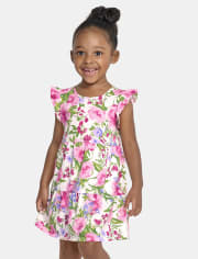 Vestido diario escalonado floral para bebés y niñas pequeñas