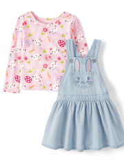 Toddler Girls Bunny Skirtall 2-Piece Outfit Set