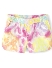 Baby And Toddler Girls Tie Dye Heart Twill Pull On Shorts