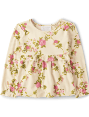 Baby And Toddler Girls Floral Ruffle Empire Babydoll Top
