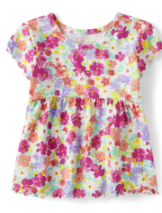 Toddler Girls Floral Empire Babydoll Top