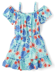 Toddler Girls Matching Family Tropical Ruffle Dress