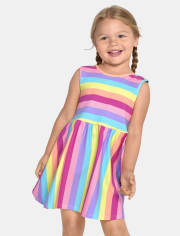 Baby And Toddler Girls Mix And Match Sleeveless Rainbow Striped