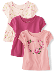Toddler Girls Floral Peplum Top 3-Pack
