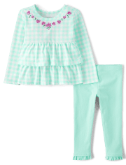 Ensemble de tenue 2 pièces à carreaux vichy pour petites filles