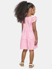 Vestido escalonado de cuadros vichy para bebés y niñas pequeñas