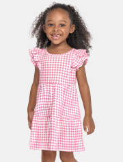 Vestido escalonado de cuadros vichy para bebés y niñas pequeñas
