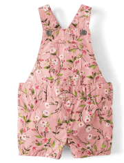 Baby And Toddler Girls Floral Twill Shortalls