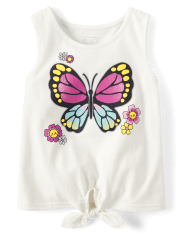 Baby And Toddler Girls Butterfly Tie-Front Tank Top