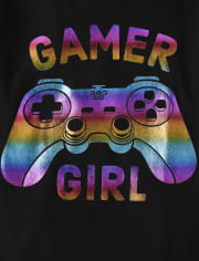 Girls Rainbow Gamer Girl Graphic Tee