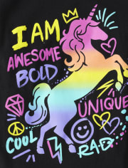Girls Rainbow Unicorn Graphic Tee