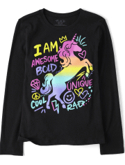 Girls Rainbow Unicorn Graphic Tee