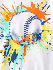 Boys Baseball Paint Splatter Graphic Tee