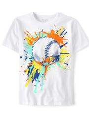 Boys Baseball Paint Splatter Graphic Tee