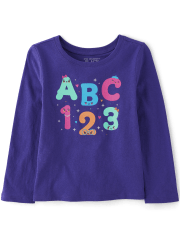 Camiseta con gráfico ABC para bebés y niñas pequeñas