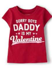 T-shirt graphique pour bébés et petites filles Daddy Is My Valentine