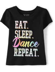Baby And Toddler Girls Eat Sleep Dance Repeat Graphic Tee