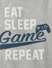 Baby And Toddler Boys Eat Sleep Game Repeat Graphic Tee