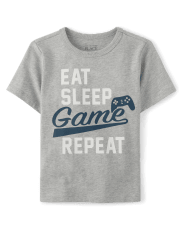 Baby And Toddler Boys Eat Sleep Game Repeat Graphic Tee