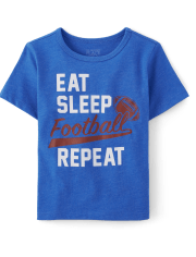 Baby And Toddler Boys Eat Sleep Football Repeat Graphic Tee