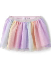 Toddler Girls Rainbow Ombre Mesh Skirt