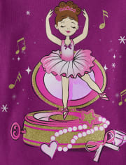 Camiseta con estampado de bailarina para bebés y niñas pequeñas