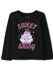 Camiseta con estampado dulce pero atrevido para bebés y niñas pequeñas