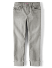 Girls Roll Cuff Straight Jeans