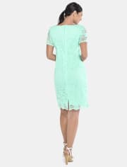 Womens Mommy And Me Short Sleeve Lace Shift Woven Dress